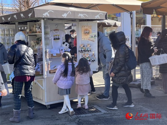 1月12日，游客选购双胞胎大熊猫宝宝“晓晓”和“蕾蕾”周边商品。人民网 吴颖摄